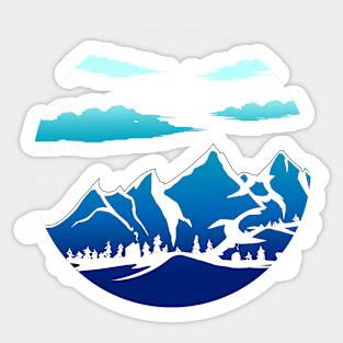 Blue Skies Mountain Range Sticker